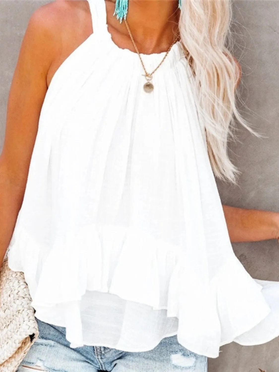 🌸 Full-Size Ruched Round Neck Tank 🌸