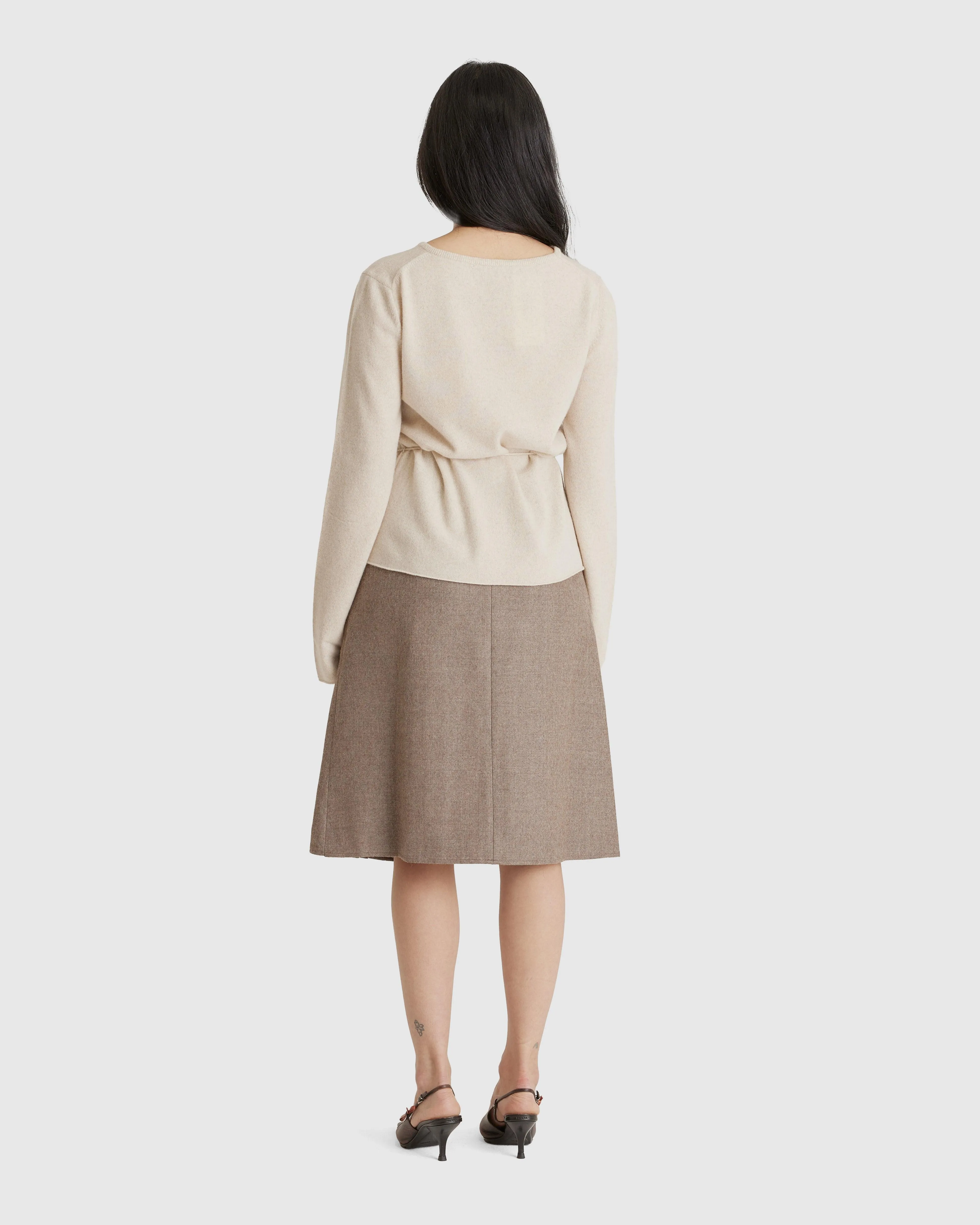 Adjustable Waist Pleated Skirt