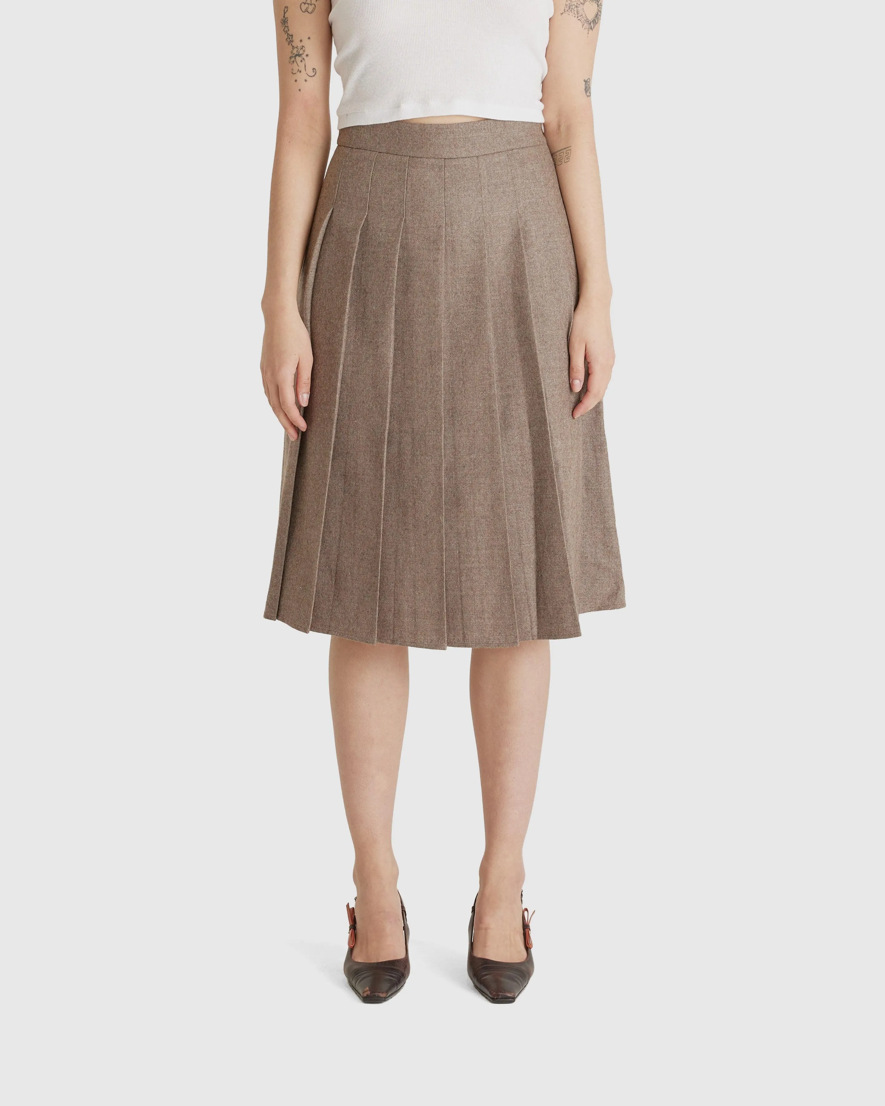 Adjustable Waist Pleated Skirt