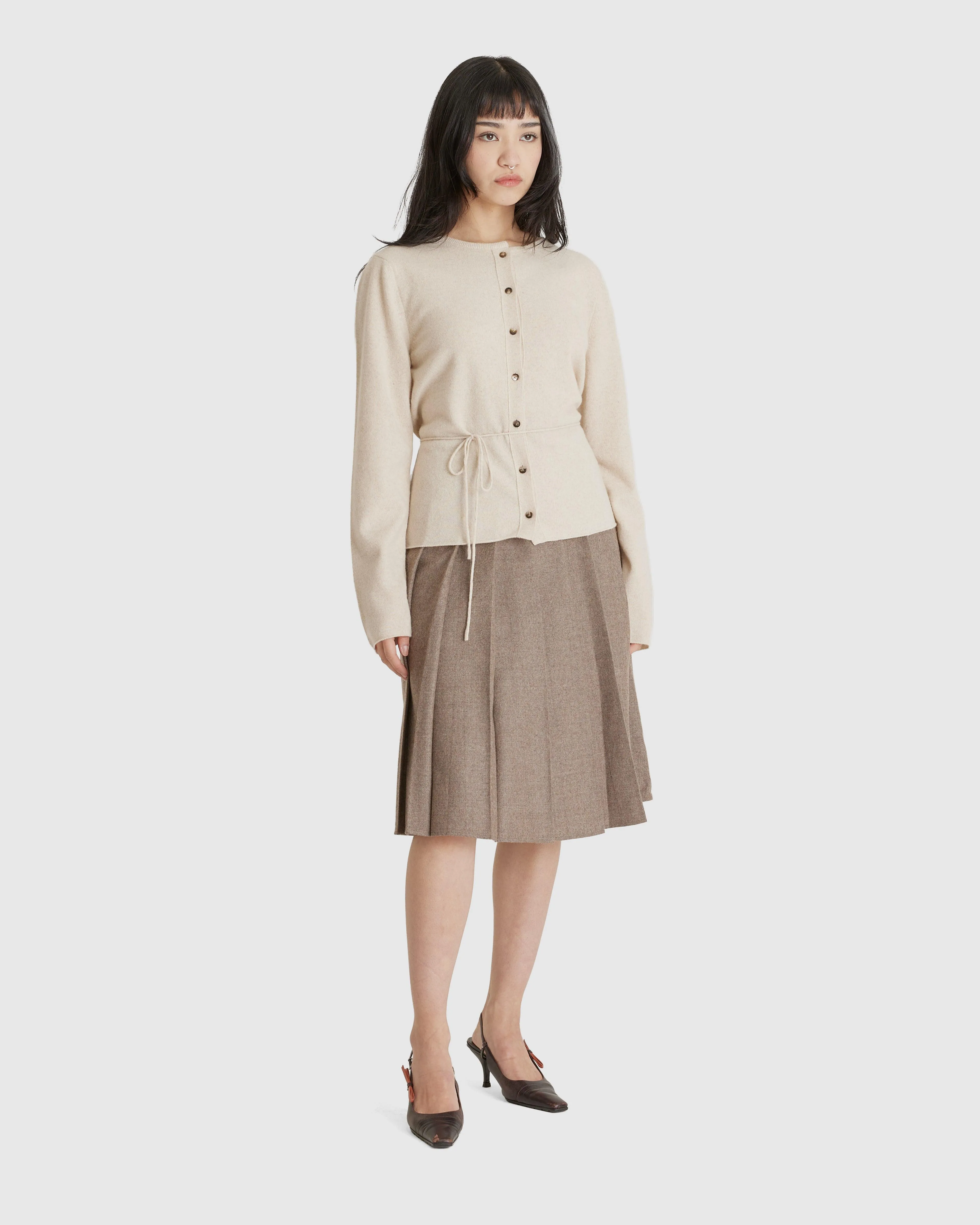 Adjustable Waist Pleated Skirt