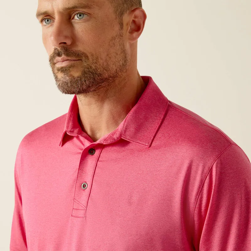 Ariat Mens Charger 2.0 Fitted Polo Pink Pulse