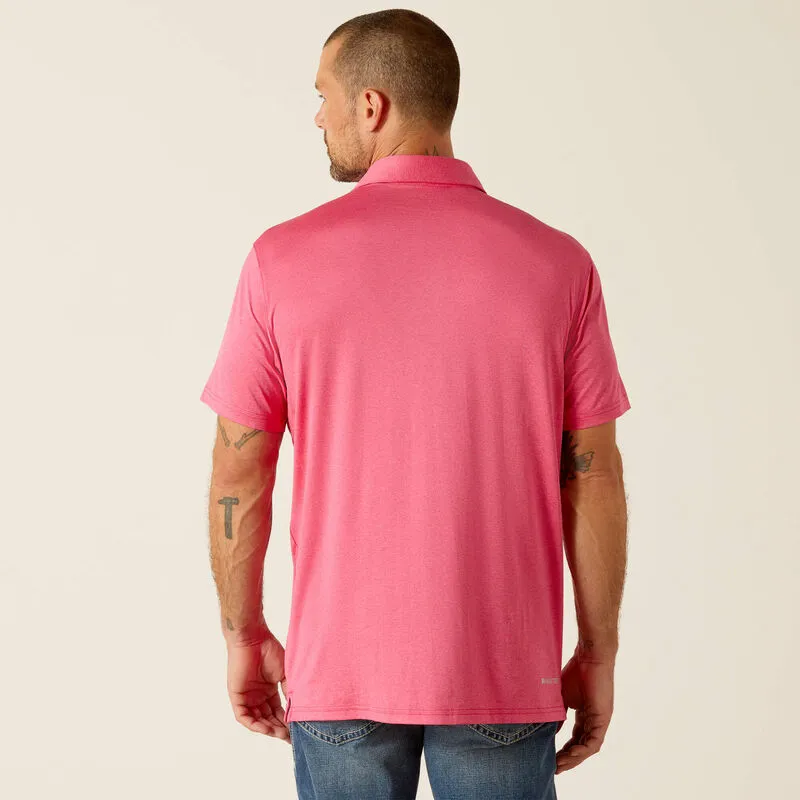 Ariat Mens Charger 2.0 Fitted Polo Pink Pulse