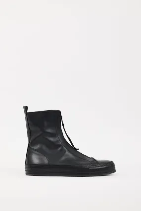 Black Leather Reyer Zipped Boot