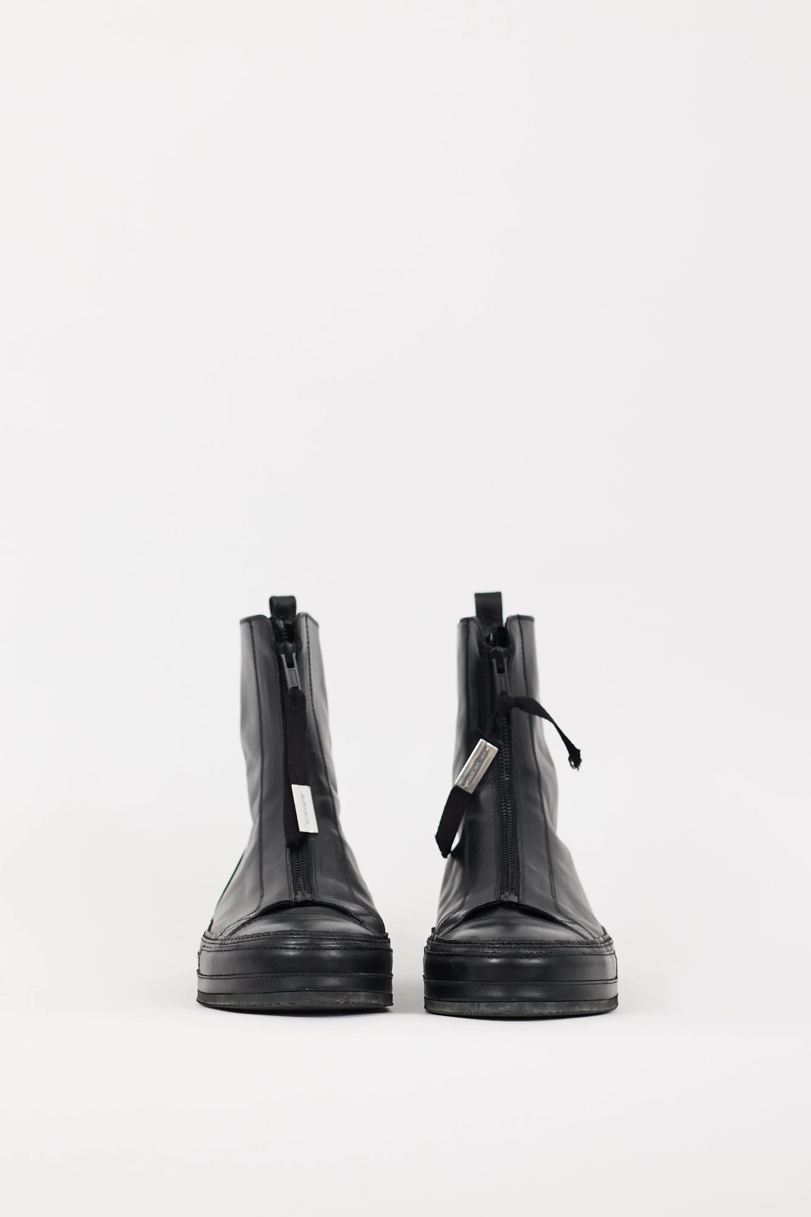 Black Leather Reyer Zipped Boot