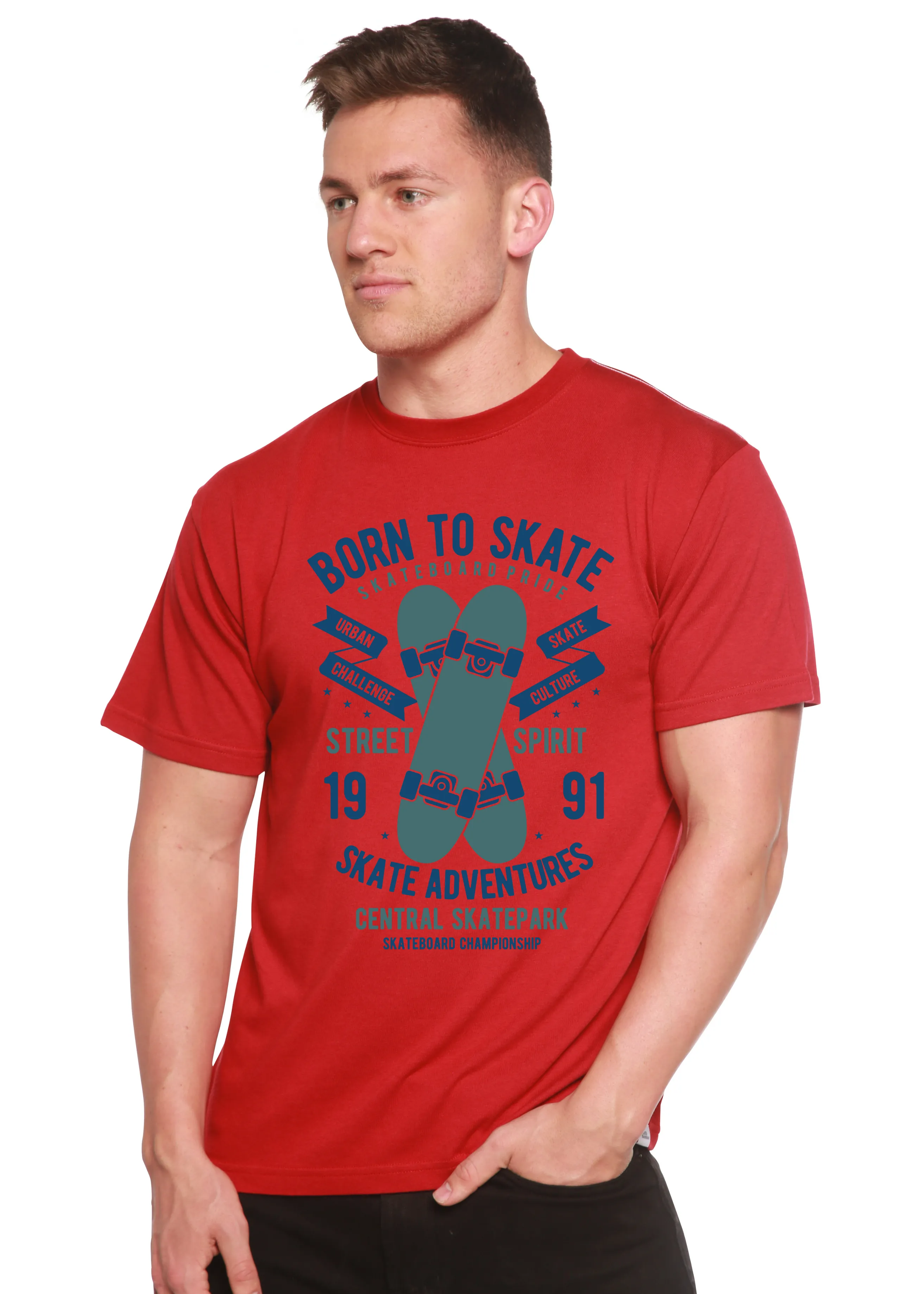 Born To Skate Men's Bamboo Viscose/Organic Cotton Short Sleeve Graphic T-Shirt
