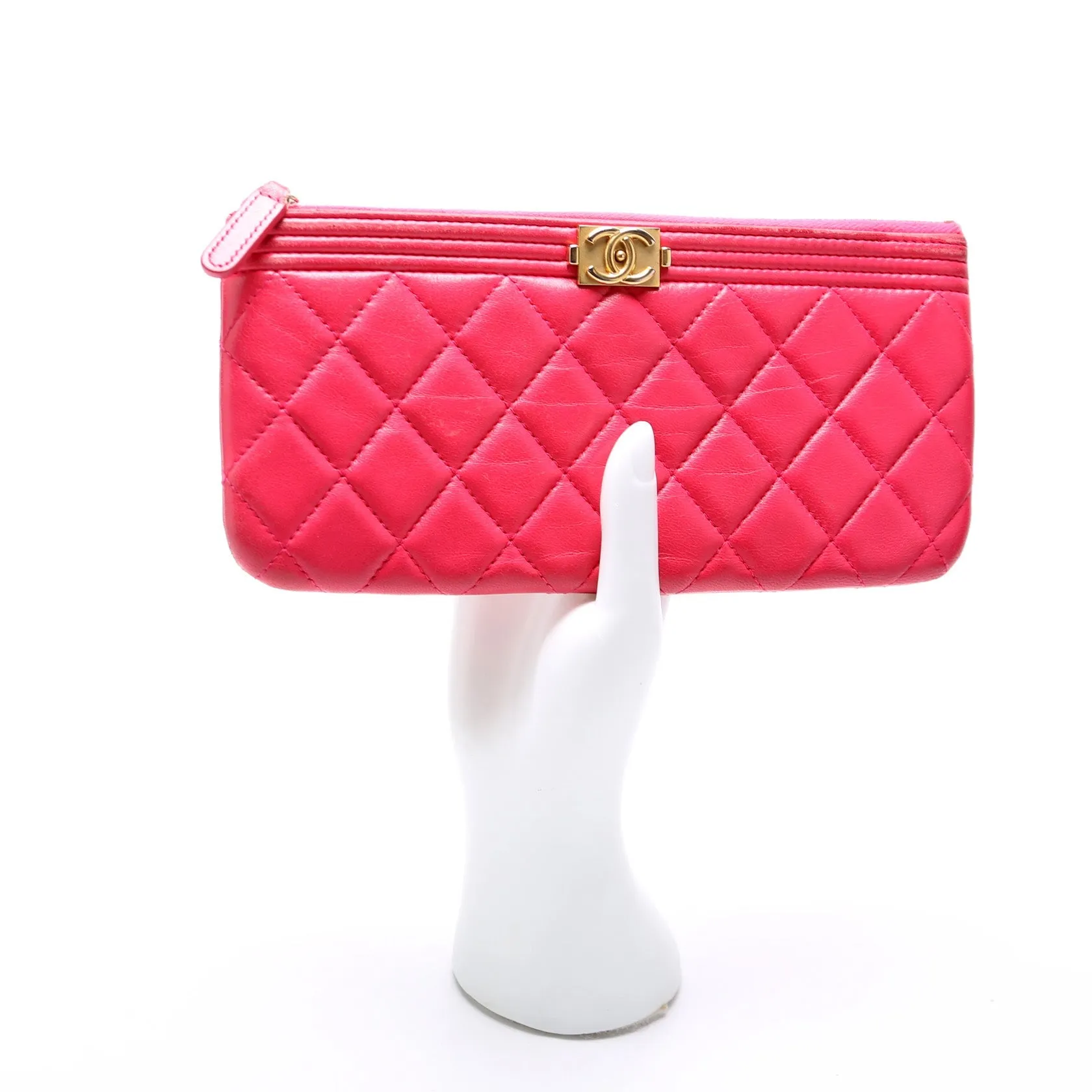 Boy Zipped Pouch Quilted Lambskin