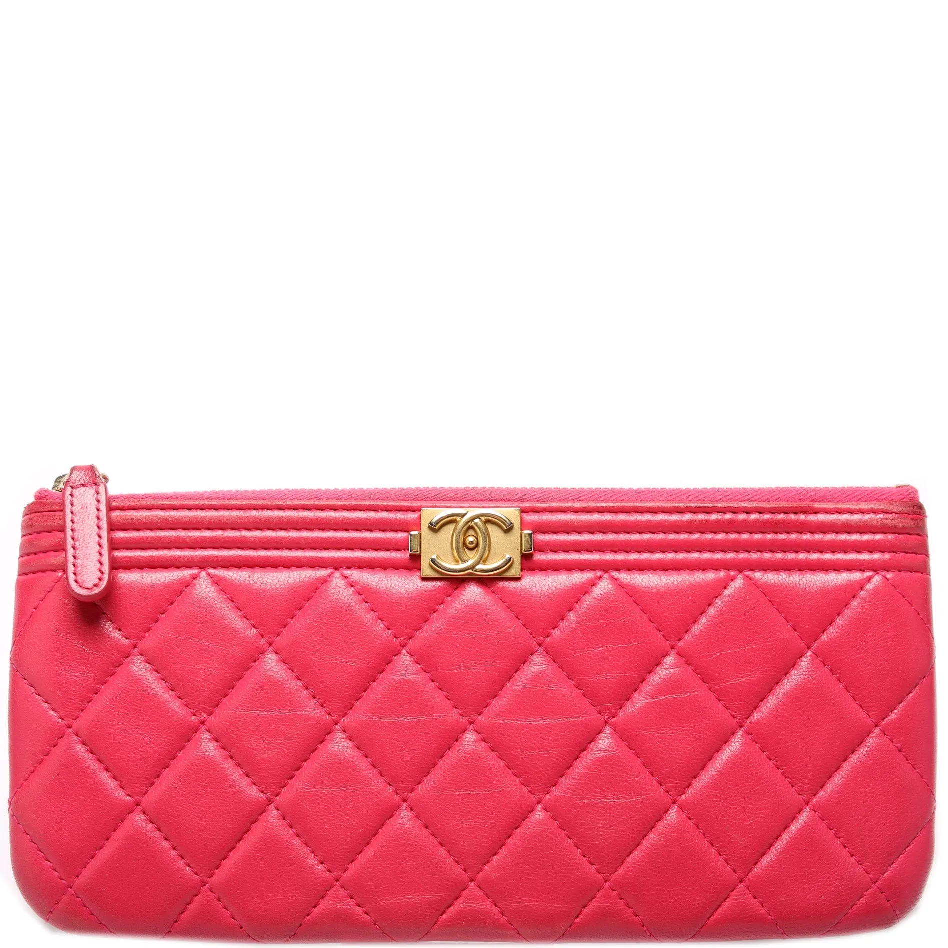 Boy Zipped Pouch Quilted Lambskin