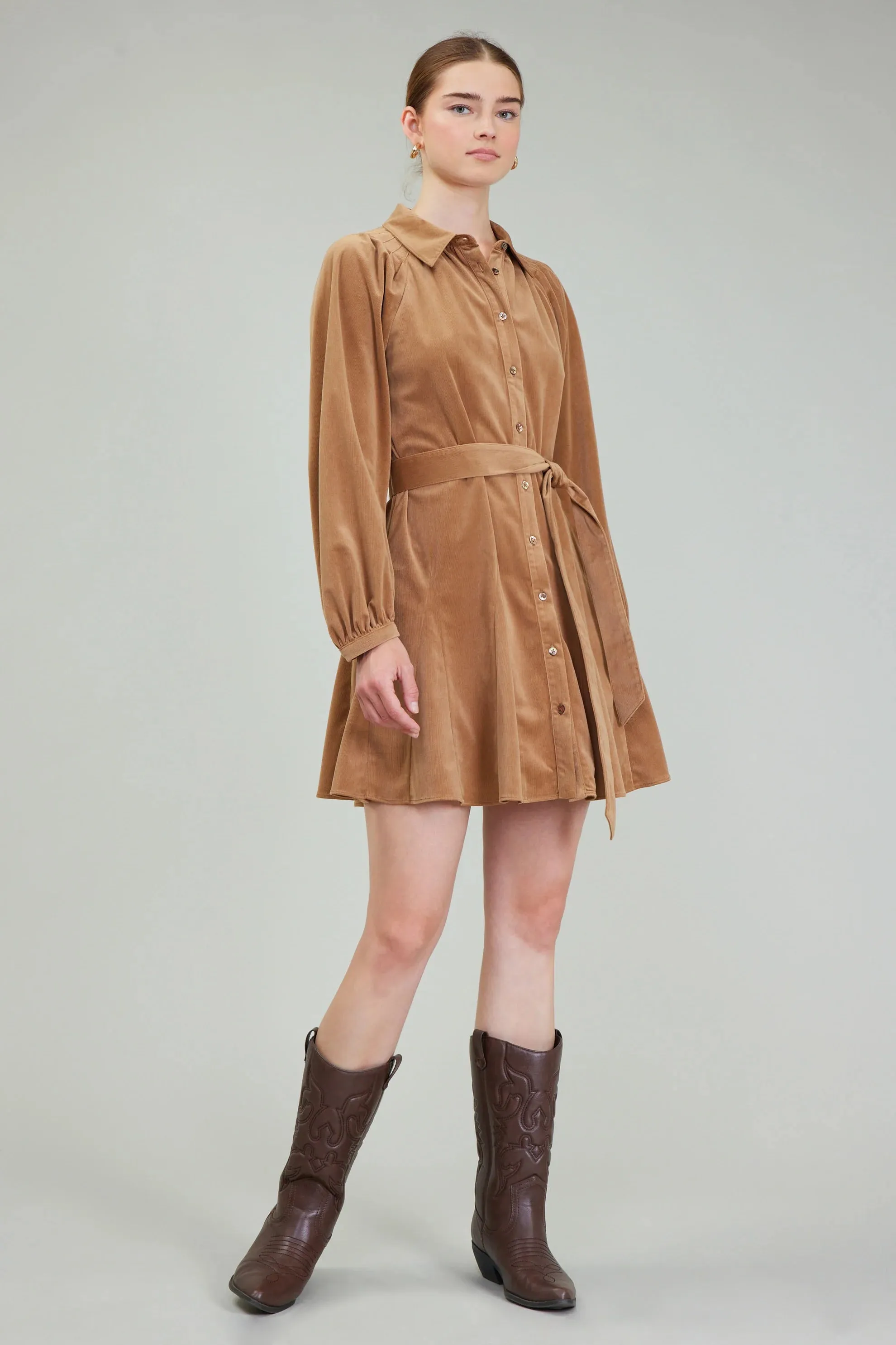 Carmen Corduroy Dress| Light Brown
