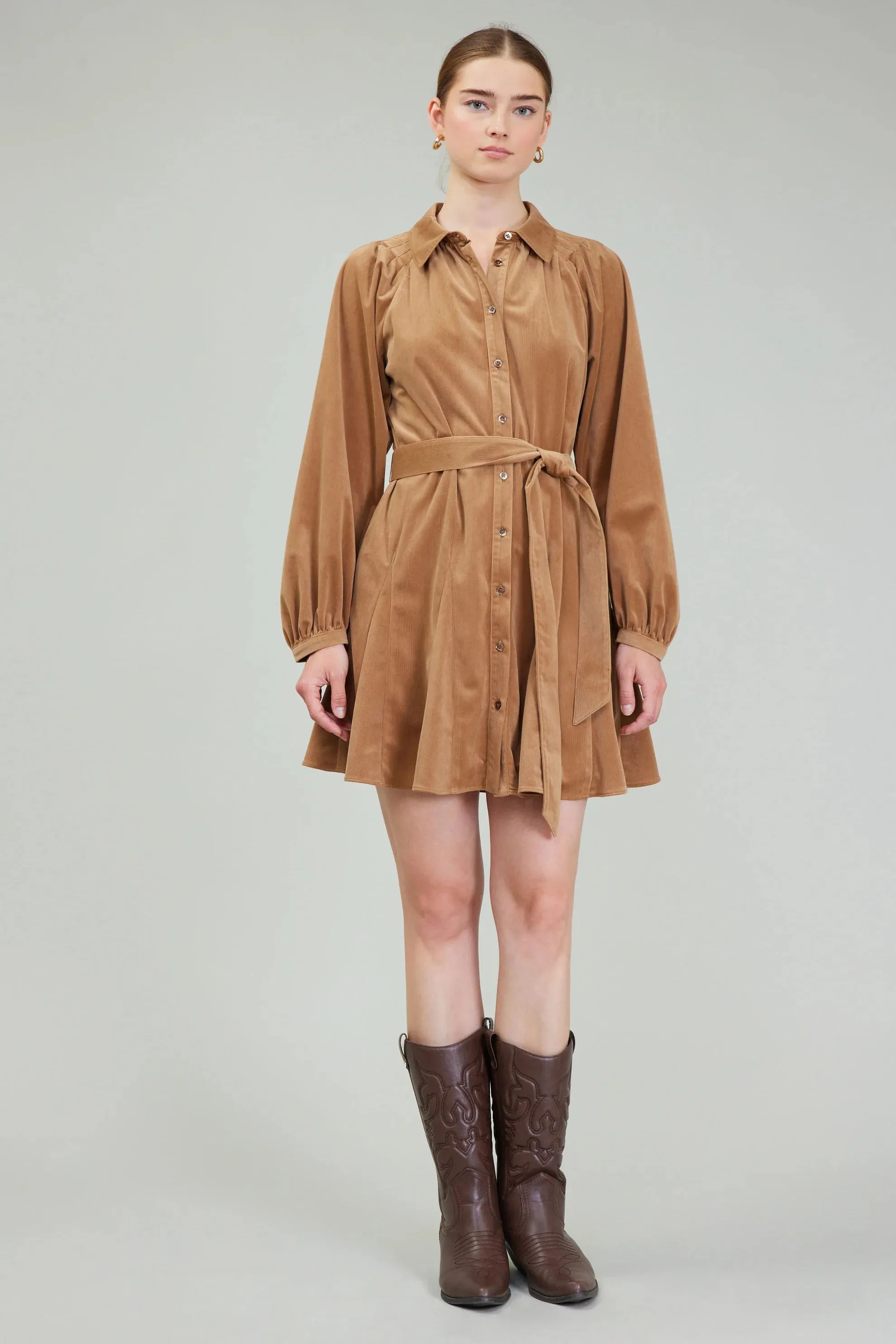 Carmen Corduroy Dress| Light Brown
