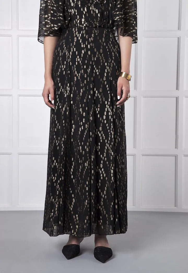 Choice Gold Lurex Oval Pattern Skirt Black