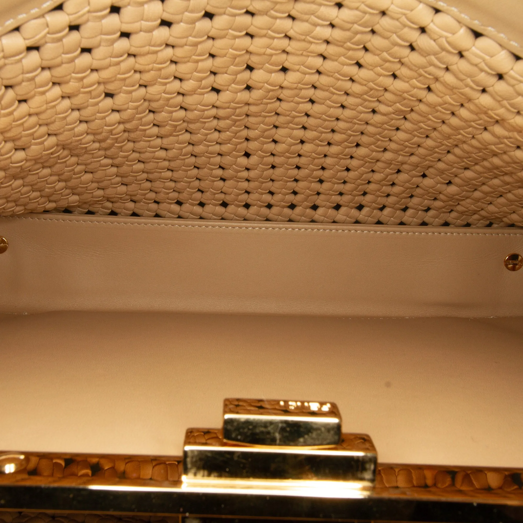 Fendi Peekabo Beige Woven Leather