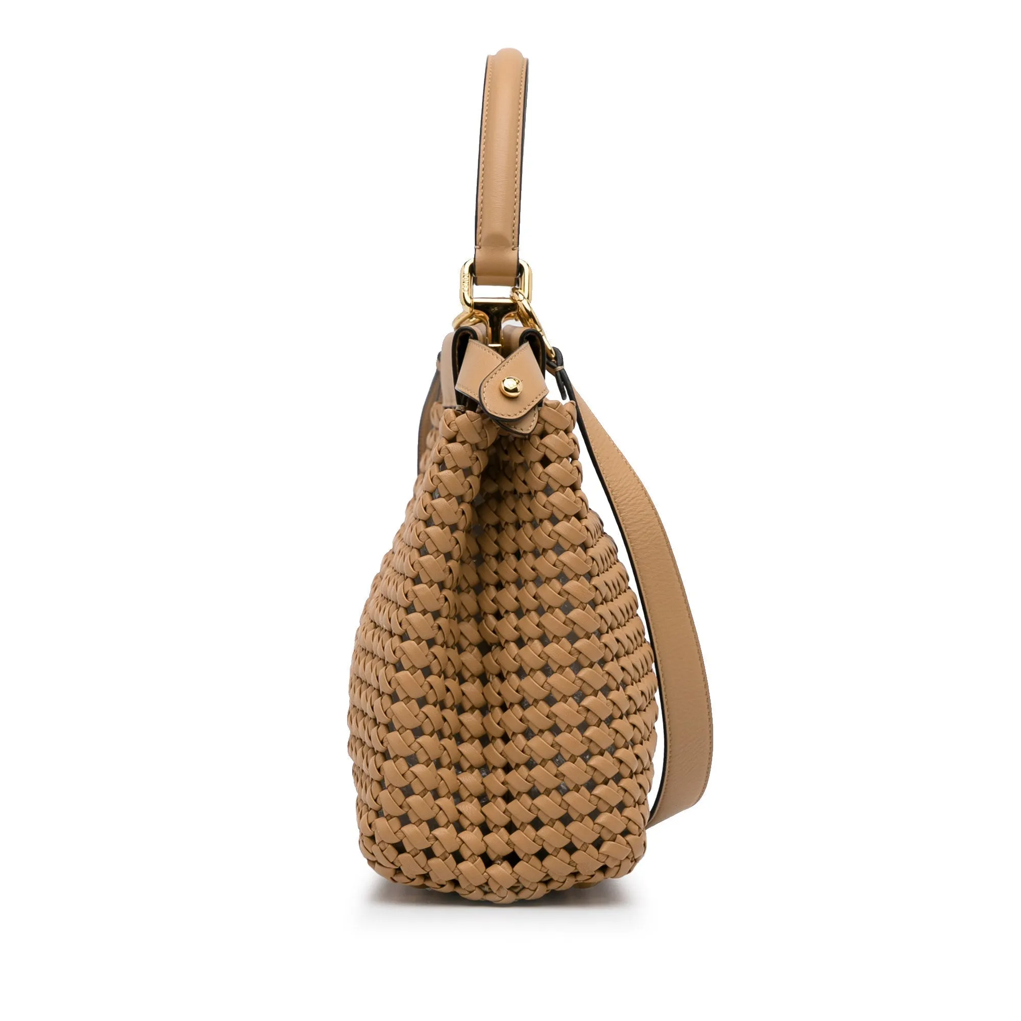 Fendi Peekabo Beige Woven Leather