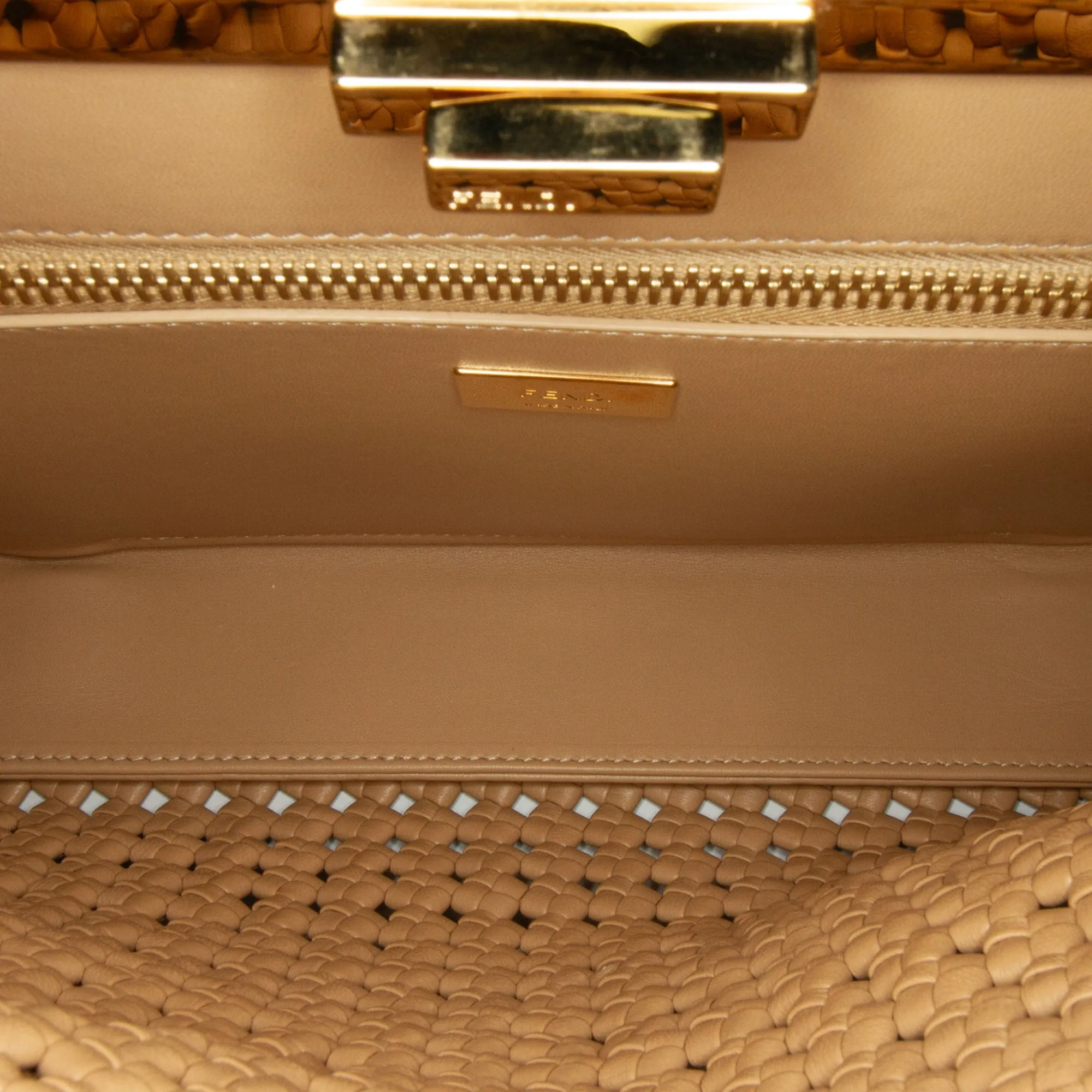 Fendi Peekabo Beige Woven Leather