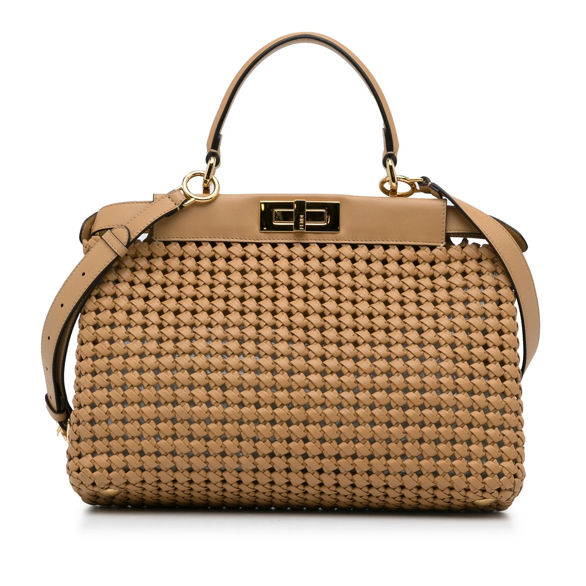 Fendi Peekabo Beige Woven Leather