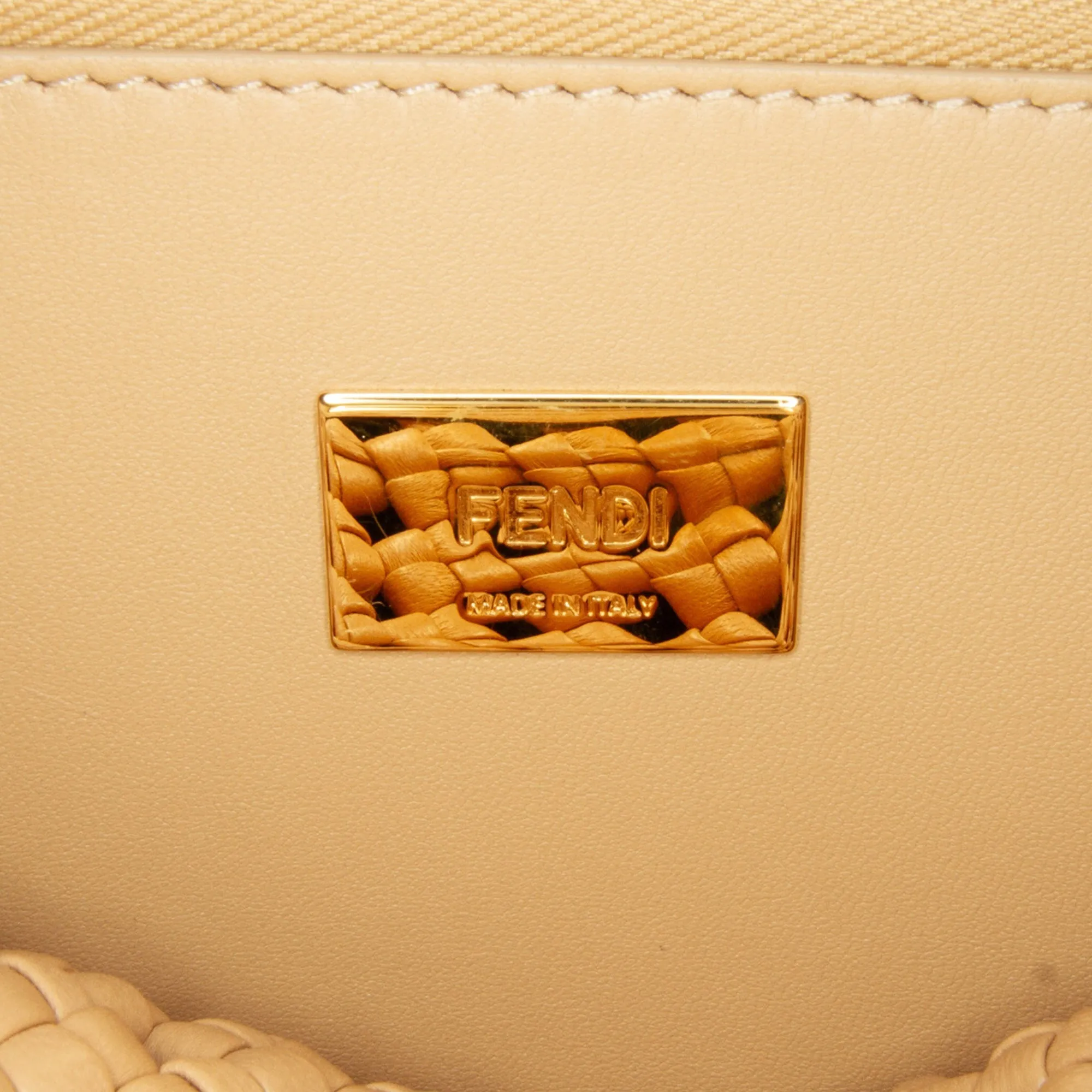 Fendi Peekabo Beige Woven Leather