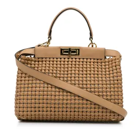 Fendi Peekabo Beige Woven Leather