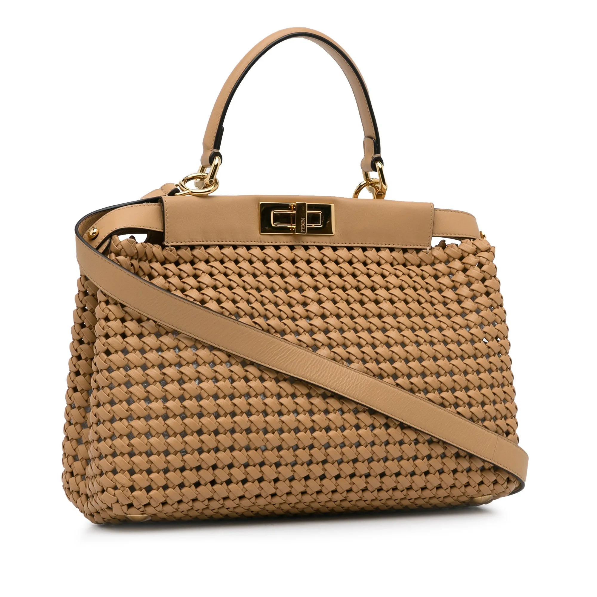 Fendi Peekabo Beige Woven Leather