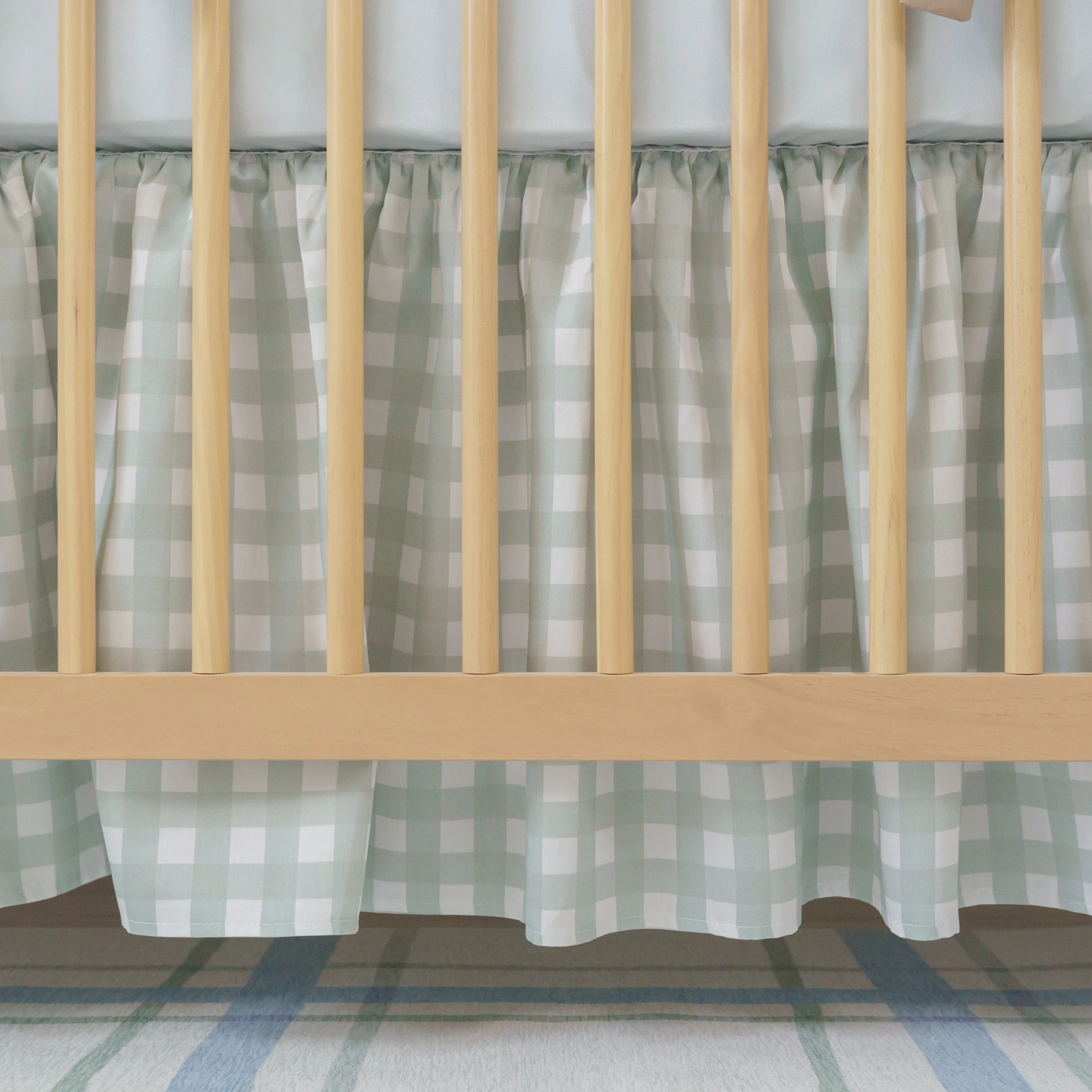 Gathered Crib Skirt | Gingham in Victorian Olive