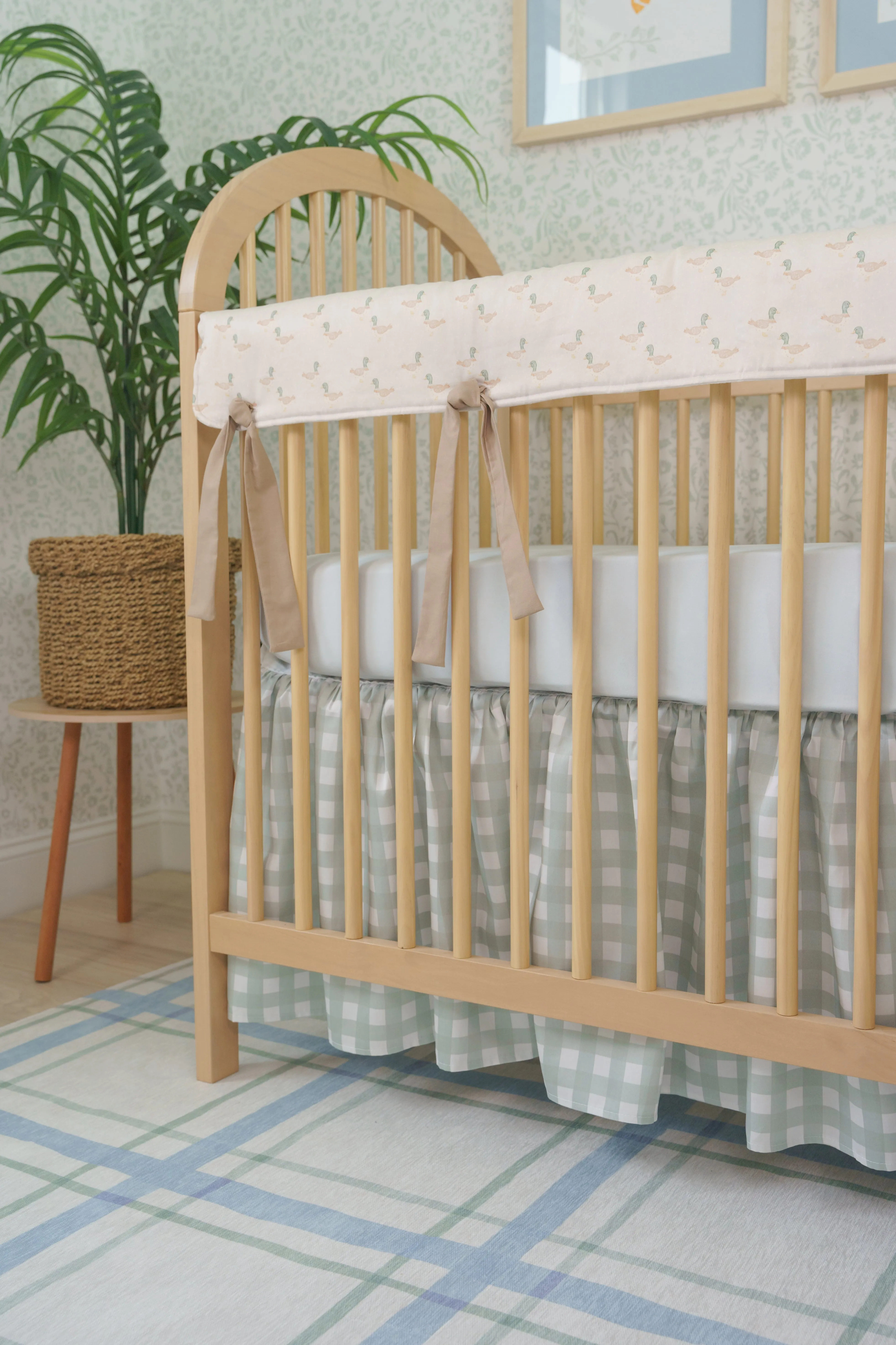Gathered Crib Skirt | Gingham in Victorian Olive