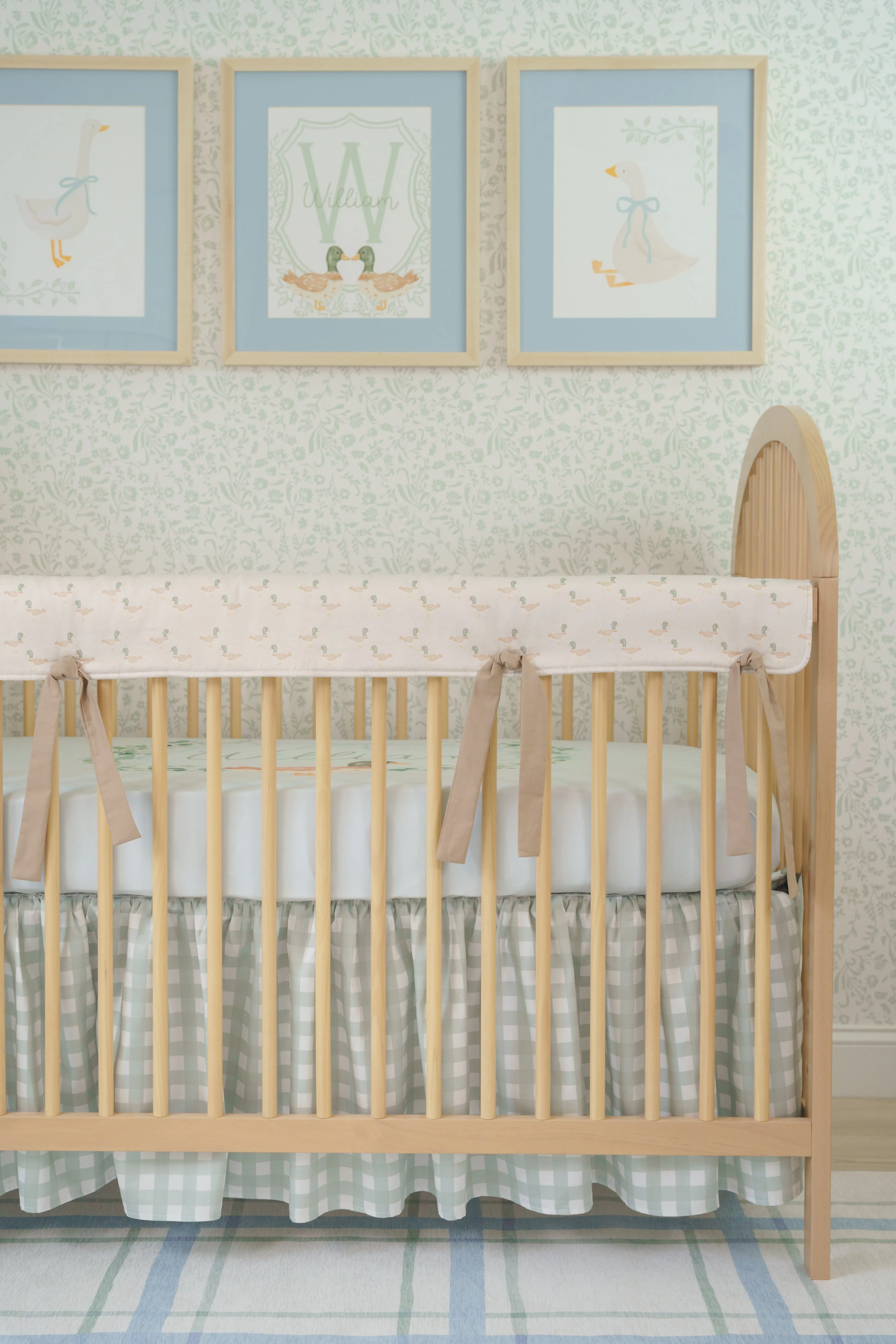 Gathered Crib Skirt | Gingham in Victorian Olive