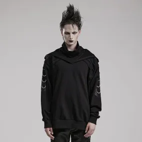 Men's Punk High Collar Loose Hoodies