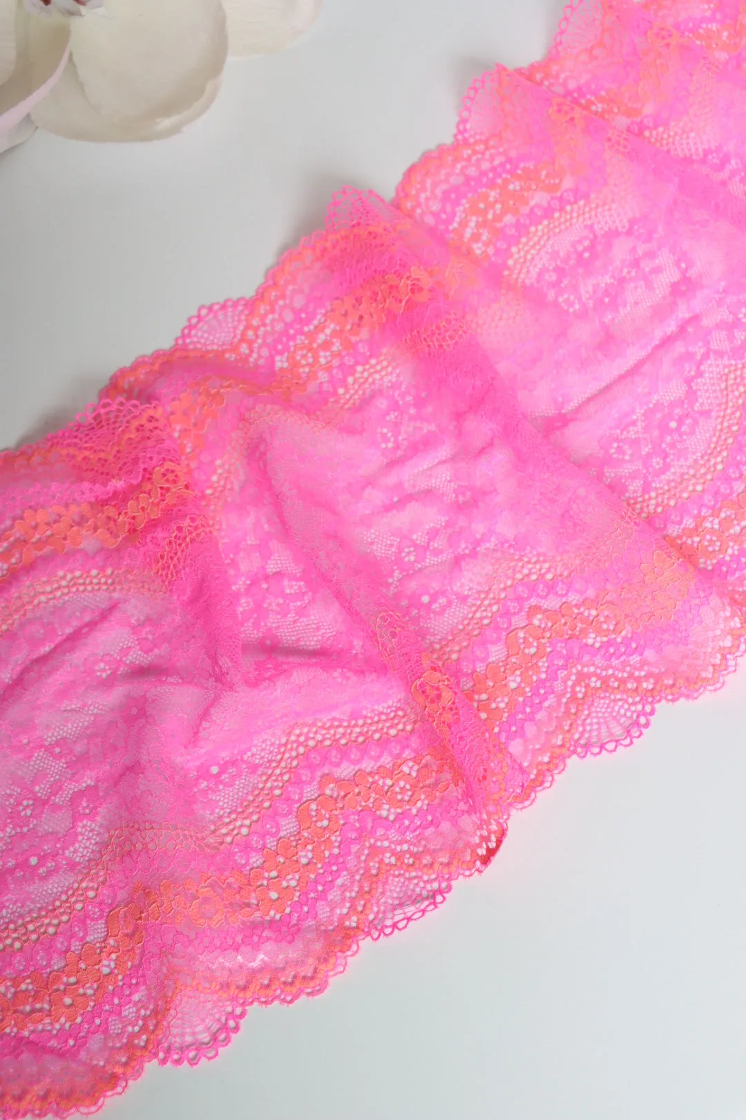 Neon Pink & Orange 8.75" Wide Stretch Lace