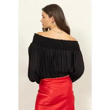 Off-Shoulder Smocked Blouse