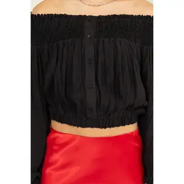 Off-Shoulder Smocked Blouse