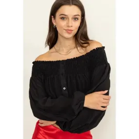 Off-Shoulder Smocked Blouse