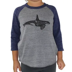 Orca Whale - Toddler Triblend Baseball (Grey/Navy)