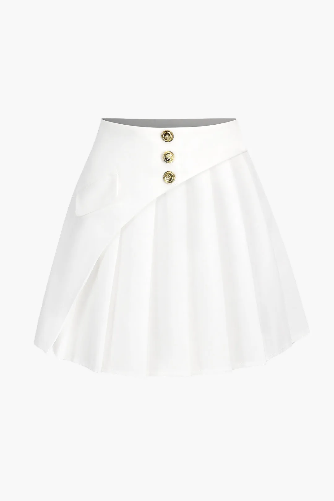 Pleated Asymmetrical Button Zipper Etek
