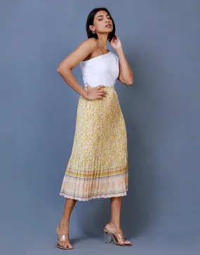 Printed Pleated Midi Skirt