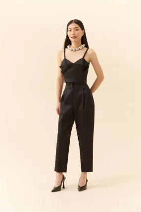 Roman Carrot Cut Solid Trousers Black