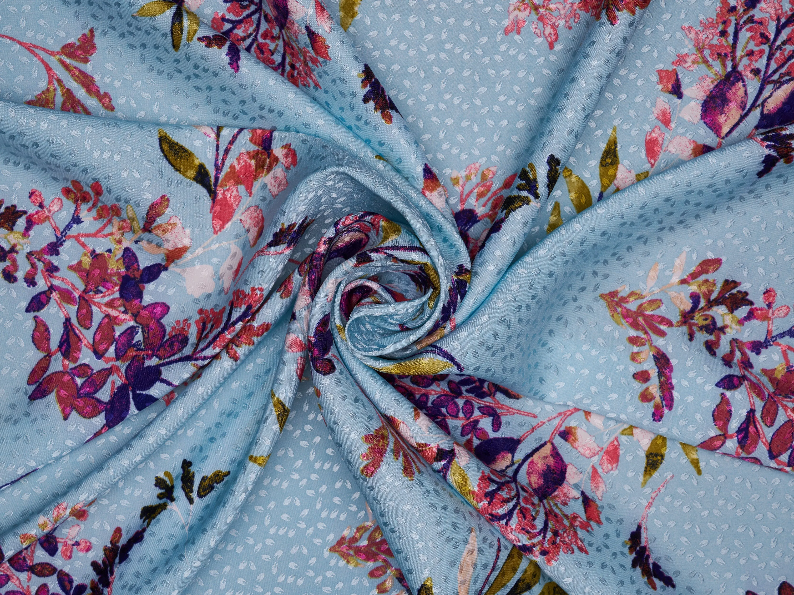 SILKY JACQUARD SATIN fabric by the yard -  Floral  jacquard  -  flowy fabric