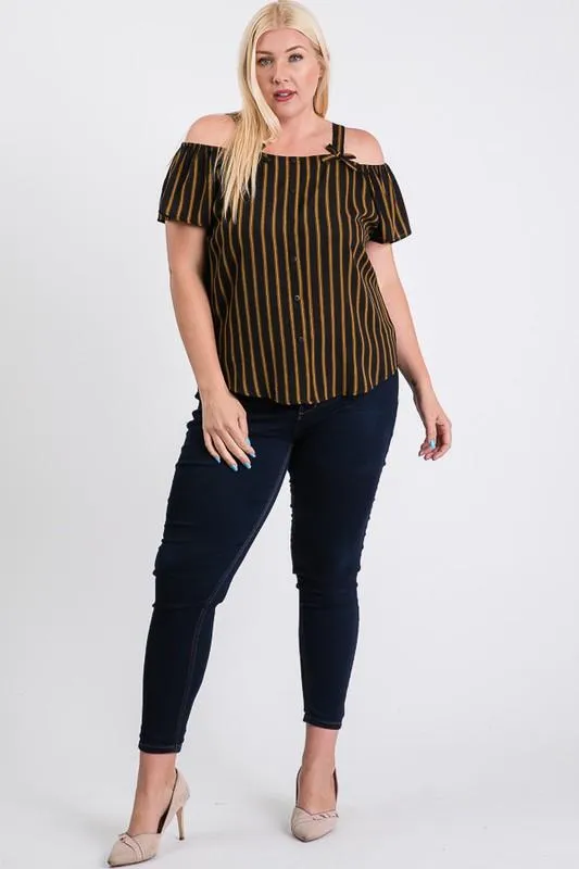 Striped Cold-shoulder Top