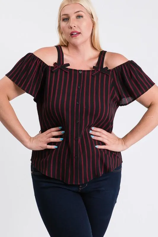 Striped Cold-shoulder Top