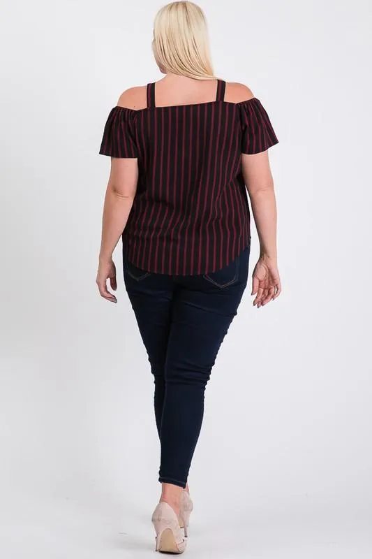 Striped Cold-shoulder Top