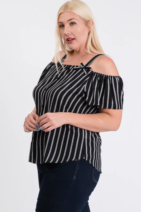 Striped Cold-shoulder Top