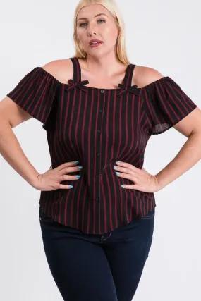 Striped Cold-shoulder Top