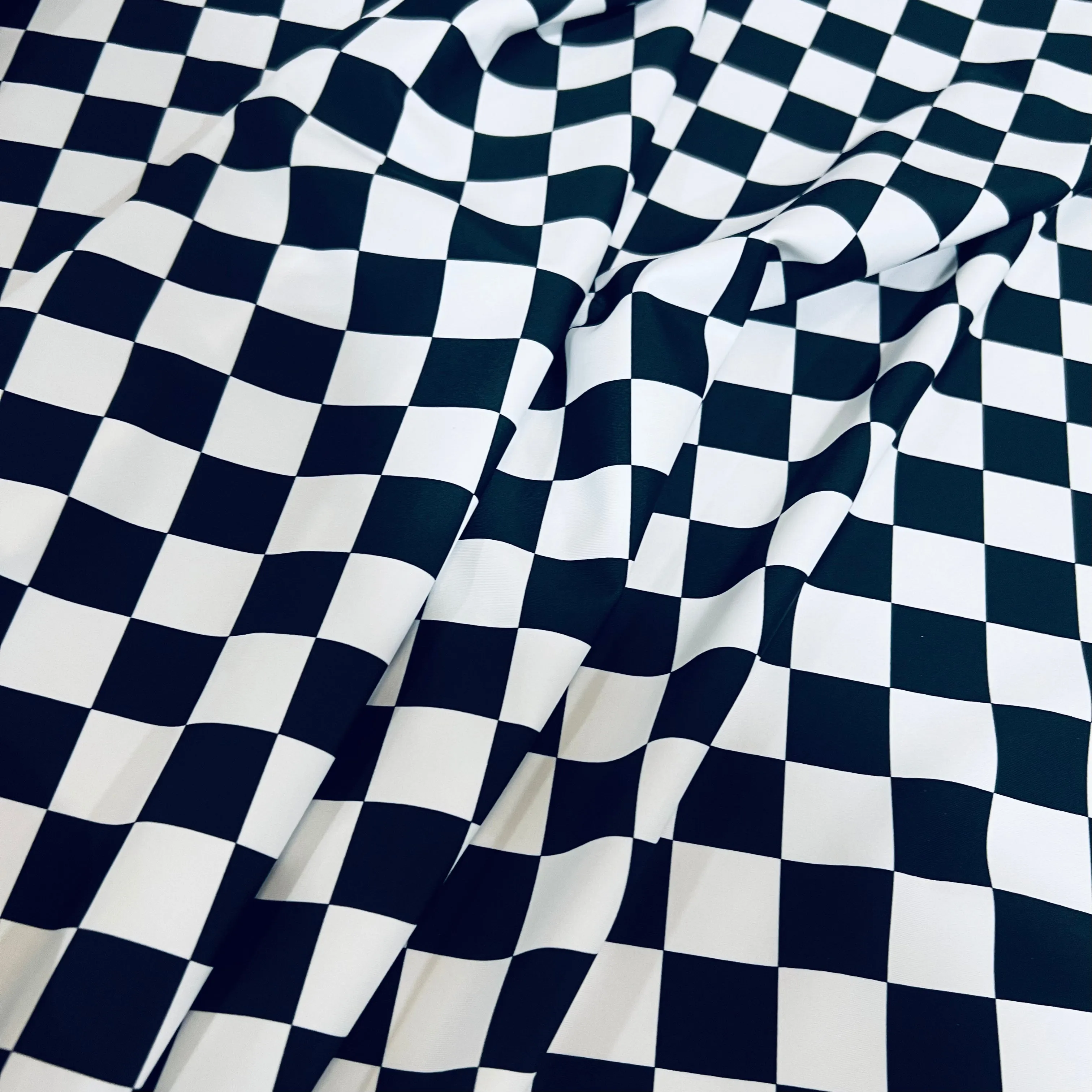 UV  Black & White Checkered Spandex Fabric