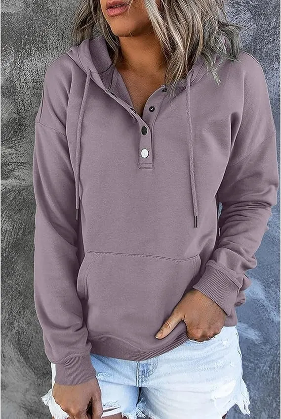 Women's Loose Drawstring Pocket Hooded Sweatshirt S9806771 M